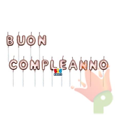SET CANDELINE BUON COMPLEANNO ROSE GOLD METAL 7 CM