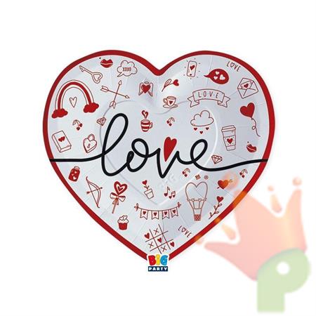 PIATTI IN CARTA CUORE LOVE 6 PZ 26X24 CM