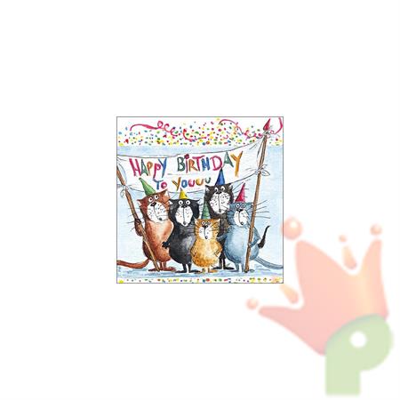 TOVAGLIOLI GATTI COMPLEANNO 33X33 CM 20 PZ