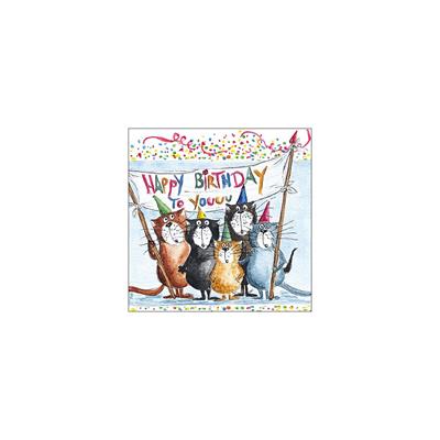 TOVAGLIOLI GATTI COMPLEANNO 33X33 CM 20 PZ