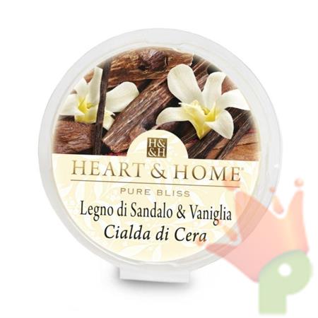 CIALDA IN CERA DI SOIA HEART & HOME 26G LEGNO SANDALO  VANIGLIA