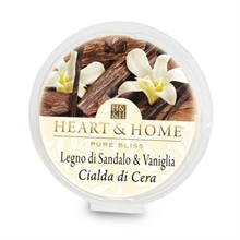 CIALDA IN CERA DI SOIA HEART & HOME 26G LEGNO SANDALO  VANIGLIA