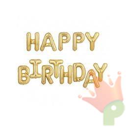 PALLONCINO MYLAR HAPPY BIRTHDAY ORO 40 CM