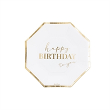 PIATTI HAPPY BIRTHDAY BIANCHI 19 CM 8 PZ