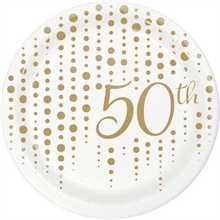 PIATTI 50 ANNIVERSARIO METAL 18 CM 8 PZ