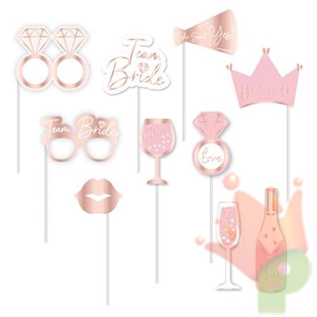 PHOTO BOOTH ADDIO AL NUBILATO BRIDE TO BE ROSA GOLD 10 PZ