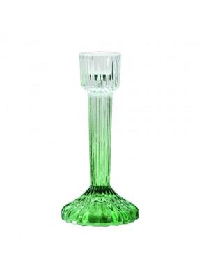 CANDELABRO IN VETRO RIGATO SFUMATO VERDE 16 CM