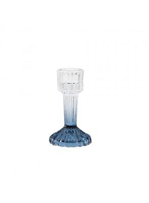 CANDELABRO IN VETRO RIGATO SFUMATO BLU 11 CM