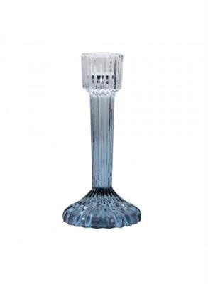 CANDELABRO IN VETRO RIGATO SFUMATO BLU 16 CM