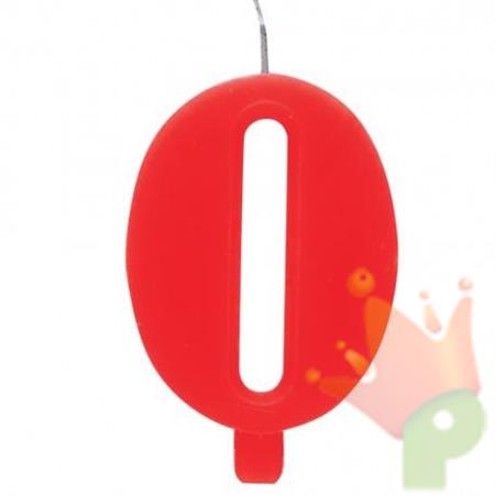 CANDELINA NUMERO 0 SCINTILLANTE ROSSA 9,5 CM