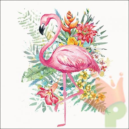 TOVAGLIOLI DECORO FENICOTTERO TROPICALE 33X33 CM 20 PZ