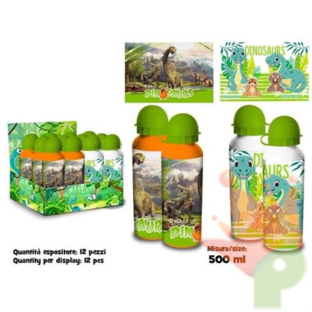 BORRACCIA IN ALLUMINIO DINOSAURI 500 ML ASSORTITA