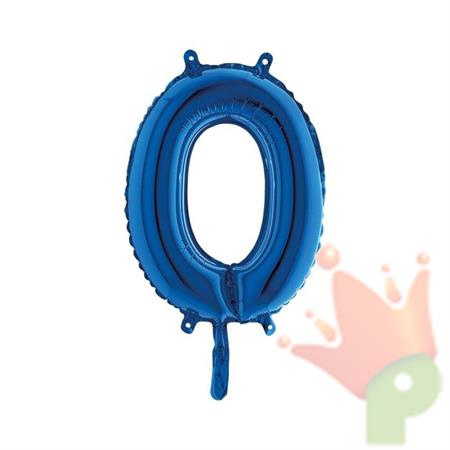 PALLONCINO MYLAR NUMERO 0 14INCH - 36CM BLU