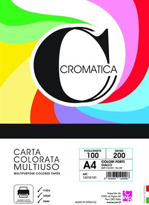 CARTA A4 MULTIUSO COLORI FORTI GIALLO 100 FOGLI 200 GR