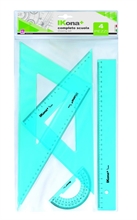 SET SCUOLA DISEGNO 4 PZ RIGA / SQUADRE / GONIOMETRO