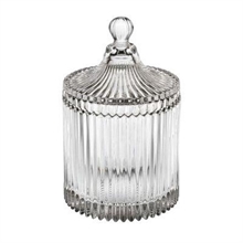 BOMBONIERA VETRO RIGATO H. 17,5 X D. 10,5 CM