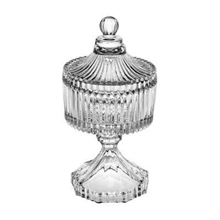 BOMBONIERA VETRO RIGATO H.18 X D.9 CM