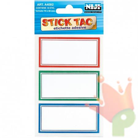 ETICHETTE ADESIVE SCUOLA CON BORDO COLORATO 18 PZ