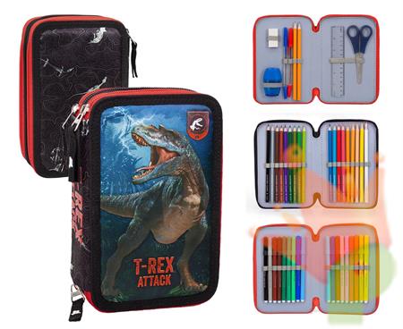 ASTUCCIO 3 ZIP DINOSAURO T-REX ROSSO JULIAN ROSS