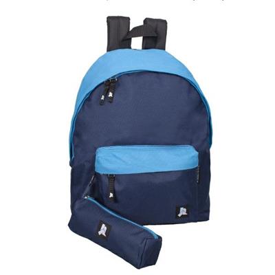 ZAINO MONOSCOMPARTO AZZURRO 43 CM + ASTUCCIO TOMBOLINO