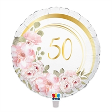 PALLONCINO MYLAR 50 ANNIVERSARIO FLORAL 45 CM