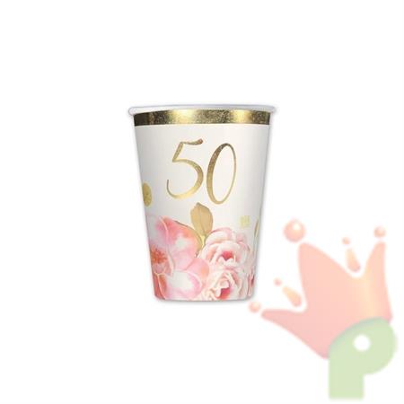 BICCHIERI 200 CC 50° ANNIVERSARIO FLORAL 8 PZ