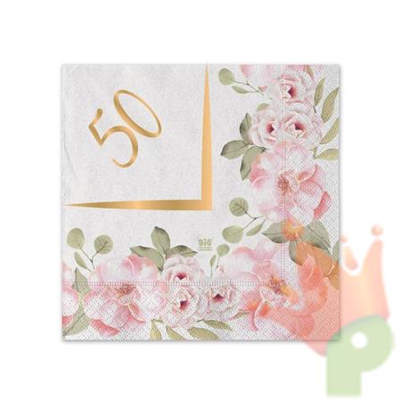 TOVAGLIOLI 50° ANNIVERSARIO FLORAL 25X25 CM 20 PZ