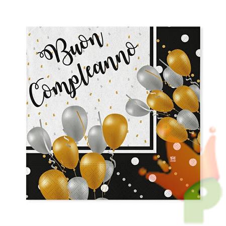 TOVAGLIOLI 33X33CM BUON COMPLEANNO PRESTIGE 20PZ