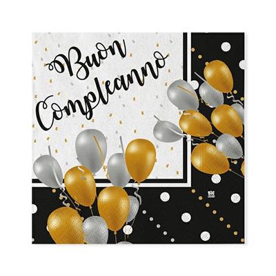 TOVAGLIOLI 33X33CM BUON COMPLEANNO PRESTIGE 20PZ
