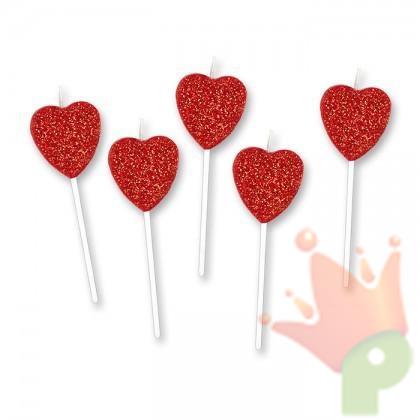 CANDELINE PICKS CUORE GLITTER 7CM 6PZ