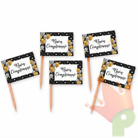 PICKS BANDIERINE BUON COMPLEANNO PRESTIGE 25PZ