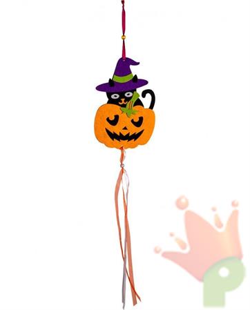 ZUCCA CON GATTINO IN FELTRO DA APPENDERE H.65 CM