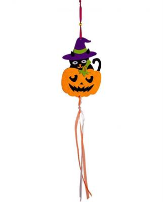 ZUCCA CON GATTINO IN FELTRO DA APPENDERE H.65 CM