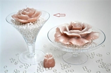 CANDELA ROSA TENERA CERA CIPRIA PERLATA H.5cm D.12cm