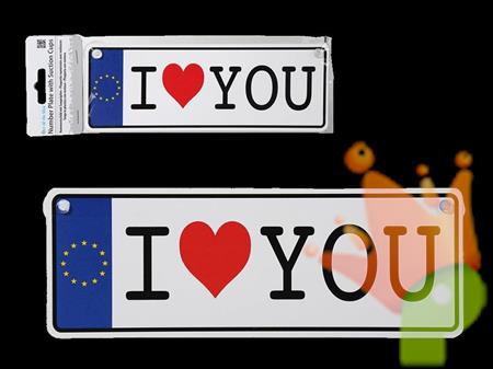 TARGA IN PLASTICA I LOVE YOU 22X8CM CON VENTOSE