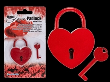 LUCCHETTO DELL'AMORE IN METALLO CON 1 CHIAVE CUORE 6CM