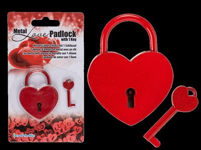 LUCCHETTO DELL'AMORE IN METALLO CON 1 CHIAVE CUORE 6CM