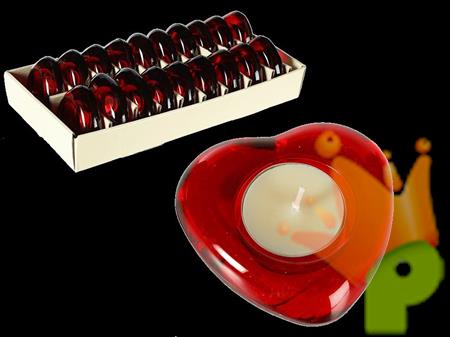 PORTA TEALIGHT IN VETRO ROSSO CUORE 8X8CM