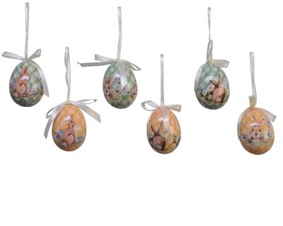 UOVA DA APPENDERE DECORO CONIGLIETTO 6X4 CM  1 PZ ASSORTITO