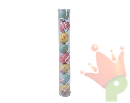 UOVA DA APPENDERE DECORATE ROSA/AZZURRO/GIALLO 8 PZ 5 CM