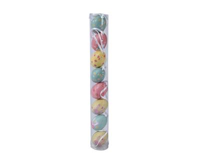 UOVA DA APPENDERE DECORATE ROSA/AZZURRO/GIALLO 8 PZ 5 CM