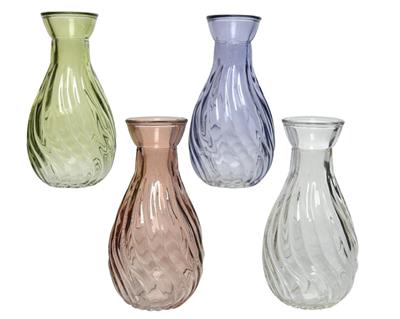 VASO IN VETRO TRASPARENTE COLORI ASSORTITI H.10X5,5 CM
