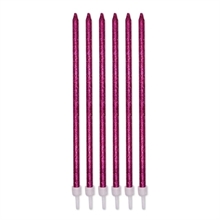 CANDELINE MATITE GLITTER FUCSIA + SUPPORTO 12 PZ 15 CM