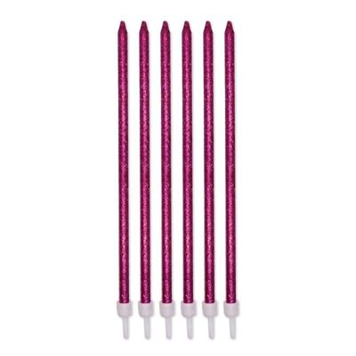 CANDELINE MATITE GLITTER FUCSIA + SUPPORTO 12 PZ 15 CM
