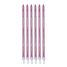 CANDELINE MATITE GLITTER ROSA+SUPPORTO 12 PZ 15 CM