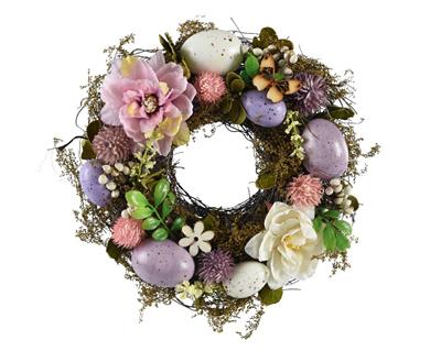 GHIRLANDA FUORIPORTA PASQUALE CON UOVA E FIORI 23X7,5 CM