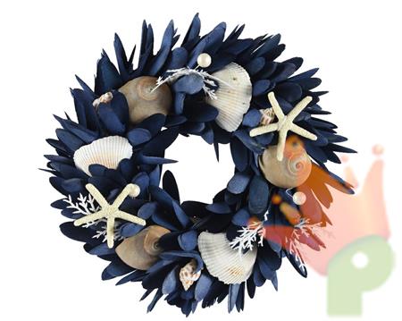 DECORAZIONE GHIRLANDA BLU CONCONCHIGLIE STELLE MARINE 24X6,5 CM