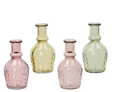 VASO BOTTIGLIA IN VETRO LUCIDO H.18X9,5 CM COLORE ASSORTITO
