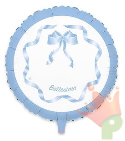 PALLONCINO MYLAR 24INCH 60CM BATTESIMO CELESTE
