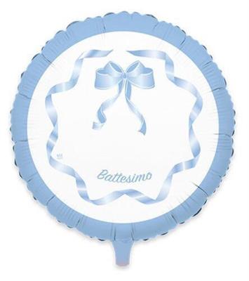 PALLONCINO MYLAR 24INCH 60CM BATTESIMO CELESTE